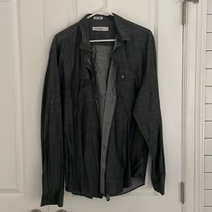 calvin klein dark gray button down